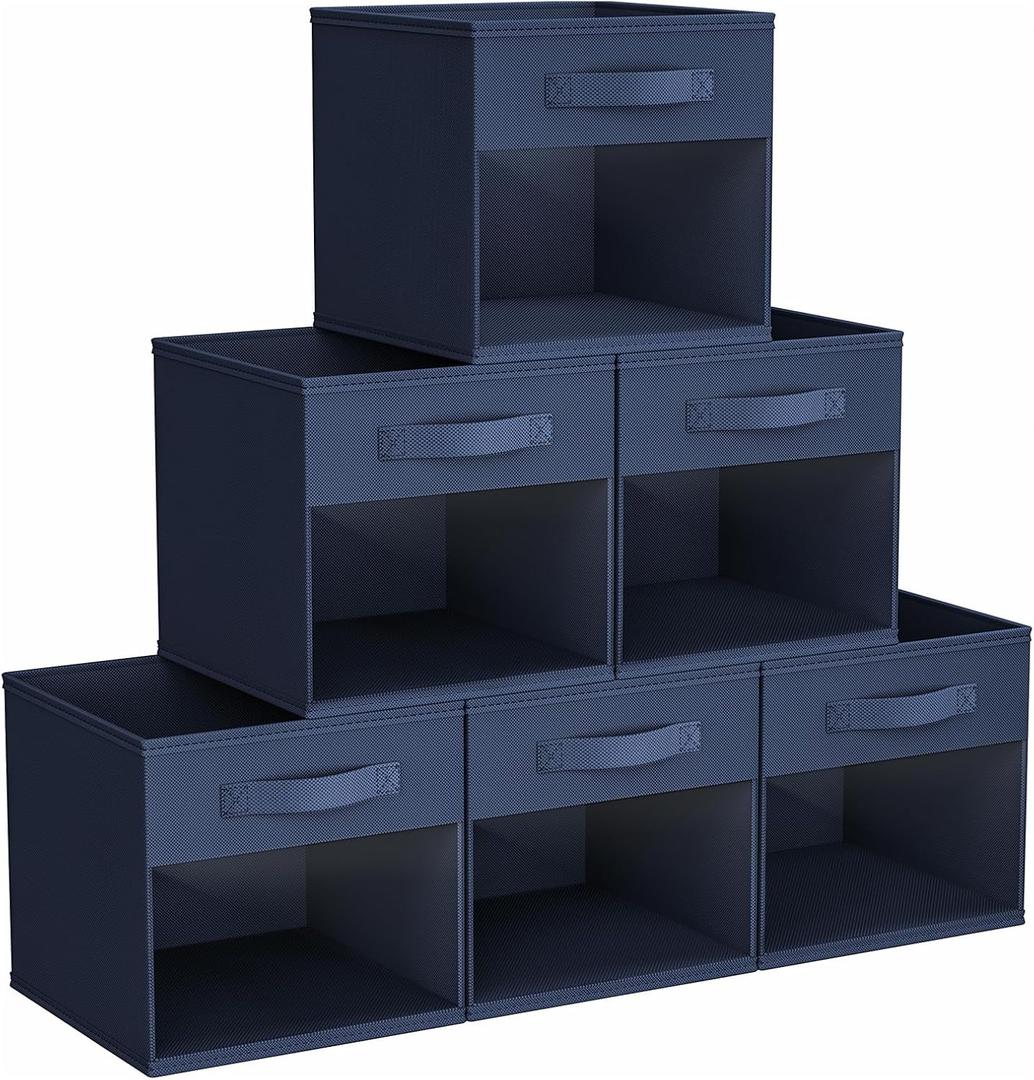 DIMJ Storage Cubes, Cube Storage Bin, 6 Pack Foldable Storage Bins with Window, Closet Storage Boxs with Handle, 11x 11 inch Storage Organizer for Clothes, Toys, Books