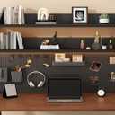 31.5in Clamp-on Desk pegboard Storage Rack with 2-Tier Storage