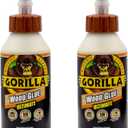 Gorilla Ultimate Waterproof Wood Glue, Natural Wood Color, 8 Ounce (Pack of 2) - Waterproof for Indoor or Outdoor Projects and Repairs
