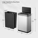 EKO Mirage-X 47 Liter / 12.4 Gallon Touchless Rectangular Motion Sensor Trash Can with Removable Liner, Brushed Stainless Steel Finish