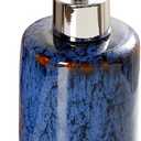 jessie Hand Soap Dispenser,Blue Ceramic Liquid Hand Soap Dispenser with Pump,Modern Vintage Refillable Hand Lotion Pump Bottle for Bathroom Kitchen Set 11.8 oz (Blue)