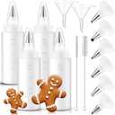 4 Pcs Plastic Squeeze Bottles for Cookie Icing Bottle Decorating Supplies with 6 Different Piping Tips 2 Funnels, Squeezing Applicator Writer for Food Coloring Frosting Pancake Arts (4 Oz)