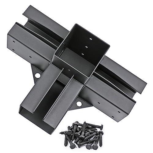 Antsky Pergola Brackets - 4-Way Right Angle Corner Bracket, Stainless Steel Pergola kit, Bracket with Screws for Wood Beams（2 Pack）