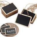 20 Pack Mini Chalkboards Tags Erasable Price Tags, Double Sided Blackboard with Hanging String Wooden Chalkboard Board Signs (20 Pcs Jx)