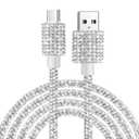 VOFUOE USB to USB C Cable for iPhone 17 Charging Cord Type C Fast Charging Cable Bling Sparkling Diamond Women 4FT for iPhone 16/16 Pro/ 16 Pro Max, for Galaxy S25/S24 Ultra, for iPad 11th -Silver
