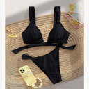 QJQ Women's 2 Piece Cheeky Bikini Sets Tie Back Ring Linked Brazilian Swimsuit Sexy Triangle Bathing Suit Medium