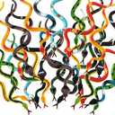 Blulu 50 Pcs Small Plastic Snakes Realistic Rubber Fake Snake 4 Inch Assorted Colorful Toys for Garden Prank Prop Scare Birds Halloween Party Favors