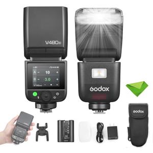 Godox V480 V480-C TTL Flash for Canon Cameras, GN50 1/8000 HSS, 650 Full Power Flash, 1.7s Recharge Time, Built-in Pilot Light, Touch Screen Flash and Li-ion Battery (V480C)