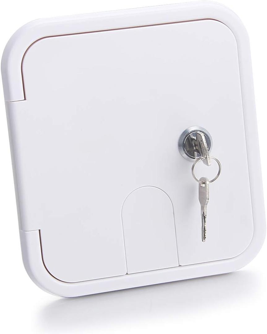 LCGP RV Access Door Electrical Cord Trailer Power Cord Cable Hatch Camper Hose Storage Door Compartment (5.9"*6.5", White)