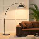 Black Arc Floor Lamp 72" Tall with Remote, Bright Dimmable 20W LED Smart Reading Light, Adjustable Over Couch Arc Standing Lamp for Living Room, Bedroom, Office, Modern Arched Metal Design,Foot Switch