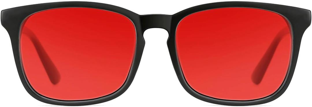 TIJN Sleep Glasses with Blue Green Light Blocking, Red Light Lens for Computer Gaming, Screen Fatigue & UV Protection