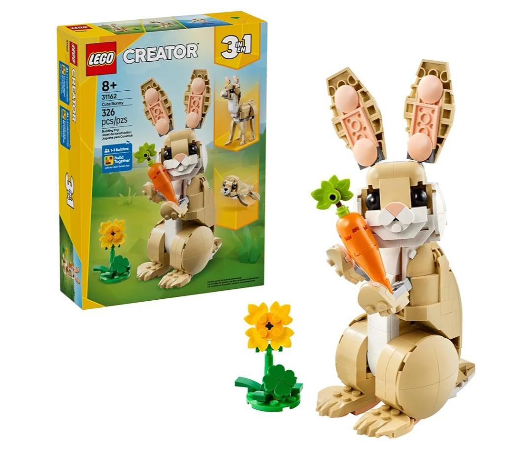 LEGO Creator 3 in 1 Cute Bunny Toy - Building Toy Set with 3 Build Options, Bunny, Seal, or Llama - Animal Figures for Kids, Girls and Boys, Ages 8+ - Gift Idea for Birthdays - 31162