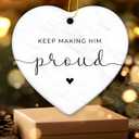 2 x Keep Making Him Proud Memorial Ornament - Memorial Ornaments for Loss of Loved One, Dad, Granddad - in Loving Memory Ornament, Remembrance Gifts, Bereavement Gifts - Ceramic Ornaments