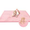 Baby Play Mat for Floor,1.3" Thick Memory Foam Tummy Time Mat for Toddlers,Infants,Kids,Water-Repellent Soft Nursery Rug,Extra Large Non Slip for Crawling&Yoga,Tatami Style for Living Room(Pink)