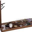 PH PandaHall Wood Key Tray for Entryway Table Key Holder Jewelry Tray for Home Decorations with Hanging Organizer Ring Bracelet Stand Tray for Watch Glasses Phone12.9x4.7x8.9 Inches, Brown