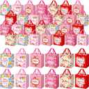 Wesnoy 48 Pcs Mother's Day Tote Gift Bags with Handles Bulk Floral Non Woven Love Mom Candy Bags Reusable for Gift Wrapping Happy Mother's Day Goody Shopping Party Favor, 11.4 x 10.6 x 4.7 Inch