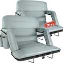 Stadium Seats with Back Support 2 Pack Wide, Exclusive Bleacher Chairs with Back and Cushion Folding Stadium Chairs, 6 Reclining Positions Waterproof Bleacher Seats (Wide|22.5" Grey)