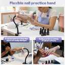 Practice Hand for Acrylic Nails, Flexible Bendable Fake Hand with Adjustable Stand, Nail Training Kit Mannequin Hand for Beginners & Nail Artists(Dark skin tone)