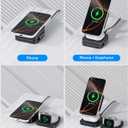 3-in-1 Wireless Charging Station for iPhone 16 15 14 13 12, Airpods, Apple Watch, Travel Charger Station for Multiple Devices, Best Travel Gifts for Men Who Have Everything Black