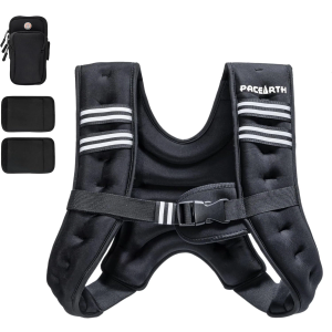 PACEARTH Weighted Vest, 6lb Weight Vest with Reflective Stripe for Workout, Strength Training, Running, Fitness, Muscle Building, Weight Loss, Weightlifting (Black) PACEARTH Weighted Vest, 6lb Weight Vest with Reflective Stripe for Workout, Strength Training, Running, Fitness, Muscle Building, Weight Loss, Weightlifting (Black)