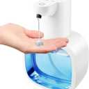 Automatic Liquid Soap Dispenser with 500ml /17oz Capacity, Touchless Soap Dispenser with 4 Level Adjustable, Rechargeable, Wall-Mounted, Waterproof for Kitchen, Bathroom, Hotel, Restaurant (Whtie)