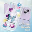 Compatible for iPhone 14 Case, Pretty Butterfly Print Three-Dimensional Wave Clear Case for Girls Women, Soft Full Package Anti-Fall Cover for iPhone 14, Color Butterfly