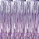Voircoloria 3.3 x 6.6 ft Foil Fringe Backdrop Curtains, Tinsel Streamers Party Decorations, Fringe Backdrop for Birthday, Baby Shower, Gender Reveal, Graduation (3, Light Purple)