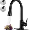 Kitchen Faucet with Pull Down Sprayer, Matte Black Kitchen Sink Faucet for RV, Laundry, Bar, Farmhouse, High Arc Stainless Steel Pull Out Single Handle Kitchen Faucet