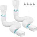 2 Pack Rain Gutter Downspout Extensions,Drain Downspout Extender Diverter, Flexible Downspout Extensions Can Extendable from 21 to 60 Inches (White)