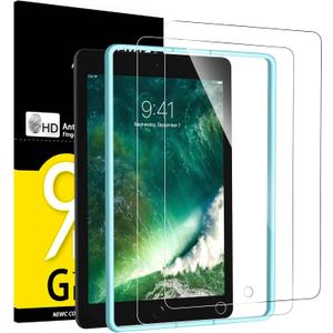 NEW'C 2 Pack Designed for iPad 9.7 Inch (2018/2017,6th/5th Generation),iPad Air 1,iPad Air 2,iPad Pro 9.7 Inch Screen Protector Tempered Glass, Ultra Resistant (Easy Installation Frame) (Transparent)