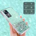 Compatible with Xiaomi 12T Pro Case Glitter Clear Green, Phone Case for Xiaomi 12T Pro Silicone Transparent Soft TPU Women Girls Shockproof Protective Slim Cover (Green)
