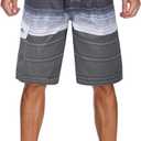 unitop Men's Swimming Trunks Quick Dry Summer Striped Beach Board Shorts with Lining (Gray)