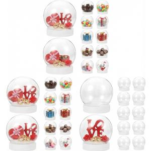 36 Pcs DIY Snow Globe Kit, Clear Plastic Water Globes for Bulk Cap Crafts Valentine Winter Holiday, Empty Decoration Christmas Home Party Supplies Kids, Adults