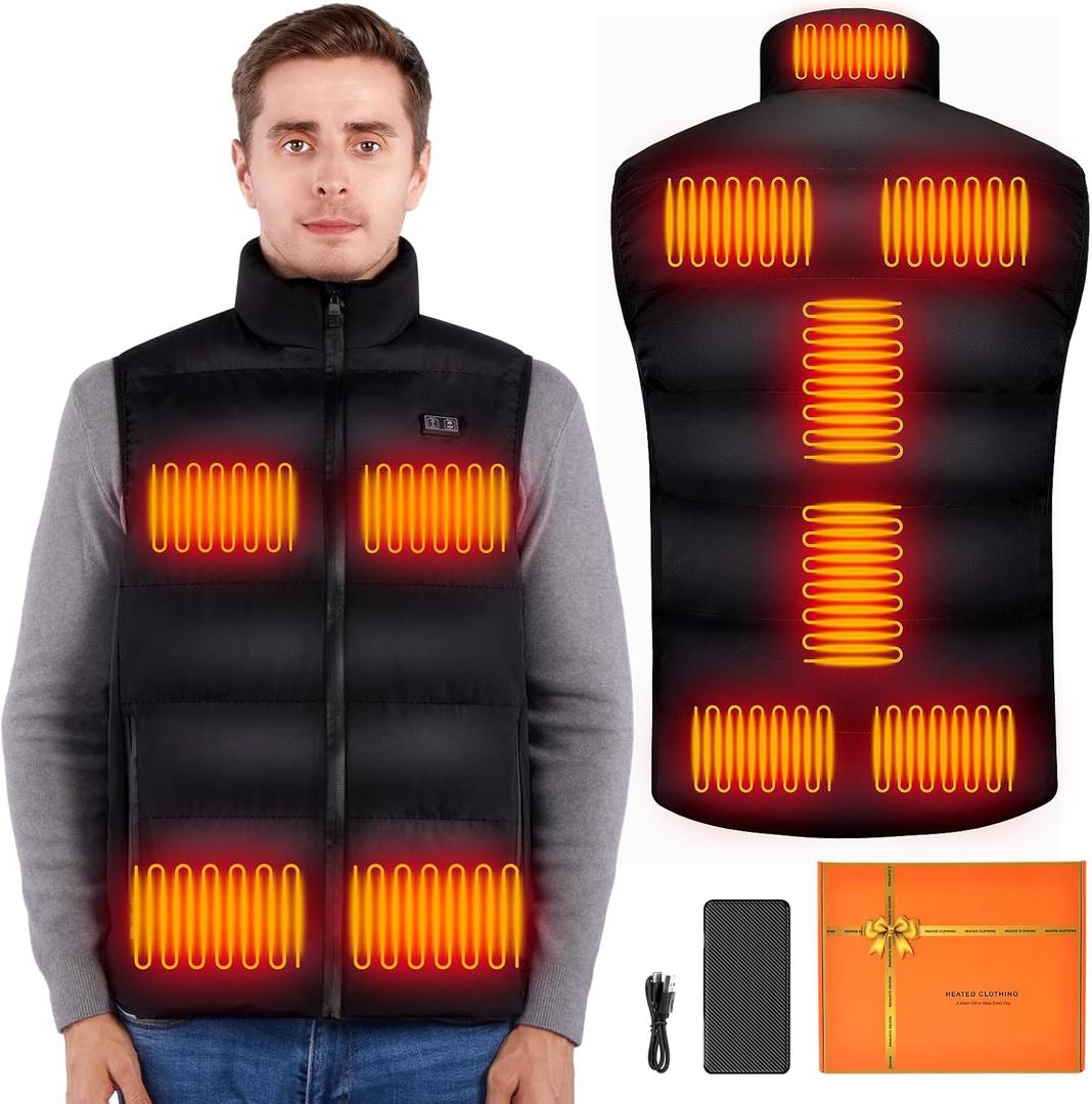 Heated Vest for Men Women, Lightweight Heated Jacket Electric Heated Vest with Battery Pack Included 16000mAh (X-Large, Black)