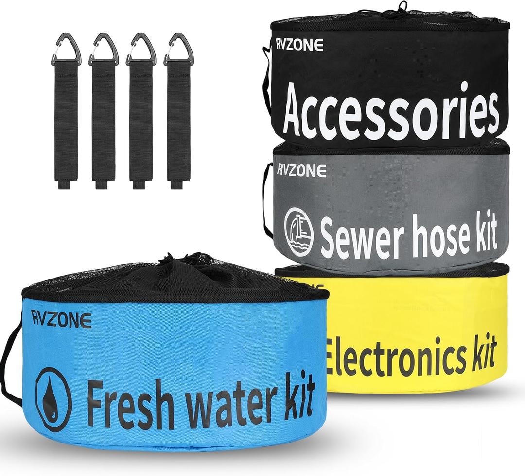 RV Hose Storage Bag, RV Sewer Hose Storage 4 Packs Waterproof Camper Accessories RV Equipment Storage Utility Bag for Sewer Hoses, Fresh Water Hoses, Electrical Cords and RV Accessories