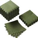 100 Pack Cocktail Napkin 2-Ply Scalloped Edged Dessert Napkins Folded 5 x 5 Inches Disposable Napkins for Dinner Wedding Birthday Party Bridal Anniversary Reception Event (Green)