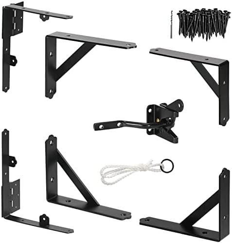 GoldOrcle Corner Brace Bracket Anti Sag Gate Frame Hardware Kit for Wooden Fence with Latch
