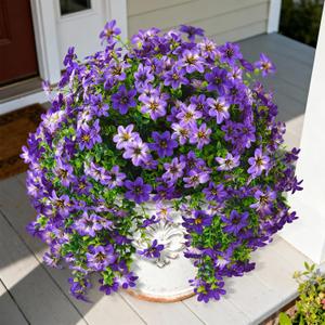 INQCMY Artificial Flowers for Outdoor Faux Hanging Plants Spring Summer 2 Pcs Faux Flowers for Plant Pot UV Resistant Look Real for Outside Home