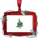 Christmas Photo Picture Frame, Metal, 3x2 Inches, Hanging Ornaments Pendant Holiday Gift (Red)