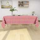 sancua Checkered Vinyl Rectangle Tablecloth - 54 x 78 Inch - 100% Waterproof Oil Proof Spill Proof PVC Table Cloth, Wipe Clean Table Cover for Dining Tables, Buffet Parties and Camping, Red and White