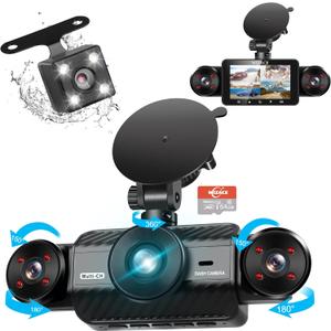 4 Channel Dash Cam 360 View, WIZACE 2K Front and Rear Inside, Left Right Dash Camera for Cars, Multi-Ch FHD 8 IR Lamps Night Vision, Free 64GB SD Card, G-Sensor, HDR, 24H Parking Mode 4 Channel Dash Cam 360 View, WIZACE 2K Front and Rear Inside, Left Right Dash Camera for Cars, Multi-Ch FHD 8 IR Lamps Night Vision, Free 64GB SD Card, G-Sensor, HDR, 24H Parking Mode