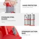 4-in-1 Rotary Cheese Grater Handheld, Lightweight Body with 4 Stainless Steel Blades & Non-Slip Suction Base, for Shredding Parmesan, Slicing Vegetables, Grating ChocolateRed