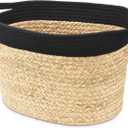 Whitmor Woven Braided Tote, Black & Tan (Pack of 3- Small, Medium & Large)