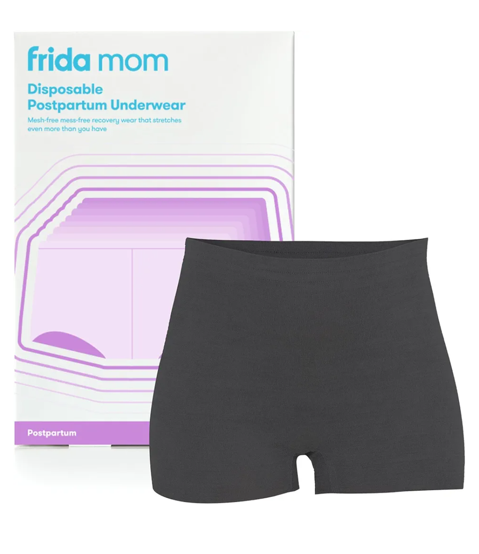 Frida Mom 8pc Postpartum Underwear, Disposable Boyshort Panties, Seamless, Stretch Support, New Mom Essentials, Size Regular (28in-42in, Black)