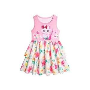 LQSZ Girls Dress Easter Cartoon Summer Vest Sleeveless Tutu Princess Casual Dresses for Kids 150