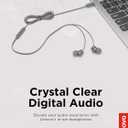 Lenovo - 300 Wired in-Ear USB-C Headphones - in-Line Microphone - USB-C Connectivity - Play & Pause Button - 3 Sizes Silicone Ear Tips Included, Grey