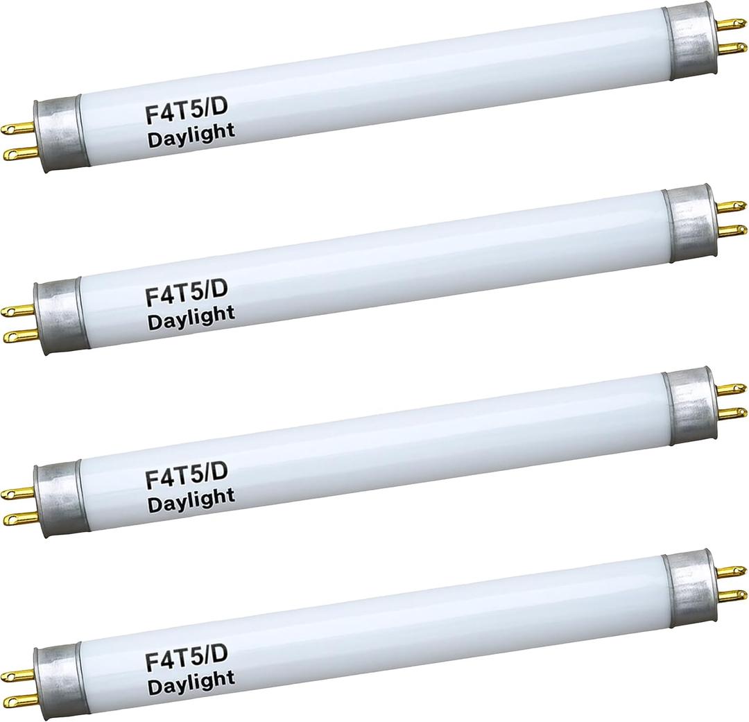OHLECTRIC F4T5/D Linear Fluorescent Tube 6-Inch (4-Pack) T5 4W Straight Bulbs Daylight Camping Lantern Bulb Linear Bulbs, High Output Under Cabinet Bulb, G5 Base 6500K