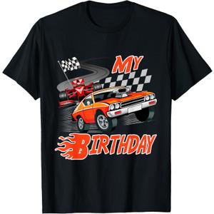 Fun My Birthday Race Car Boys Girls Youth Men Women Racing T-Shirt Small