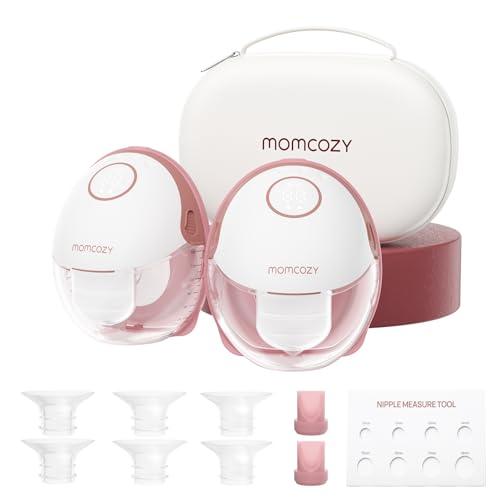 Momcozy Breast Pump Hands Free Mobile Style | M6, Wearable Breastfeeding Pump Ideal Rhythm for More Milk, DoubleFit Flange More Fit & Discreet with 3 Modes & 9 Levels, 24mm - 2 Pack Cozy Red