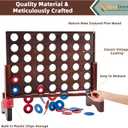 SpexDarxs Giant 4 in A Row Game, Wooden Jumbo 4-to-Score Set for Indoor & Outdoor Family Fun-Line Up Four Travel Board Games with 42 Coins & Ring Holders & Carrying Bag